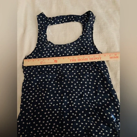 Blue Silk Navy Tank Top with Heart Pattern Women’s XS Silk Lightweight - Picture 4 of 7